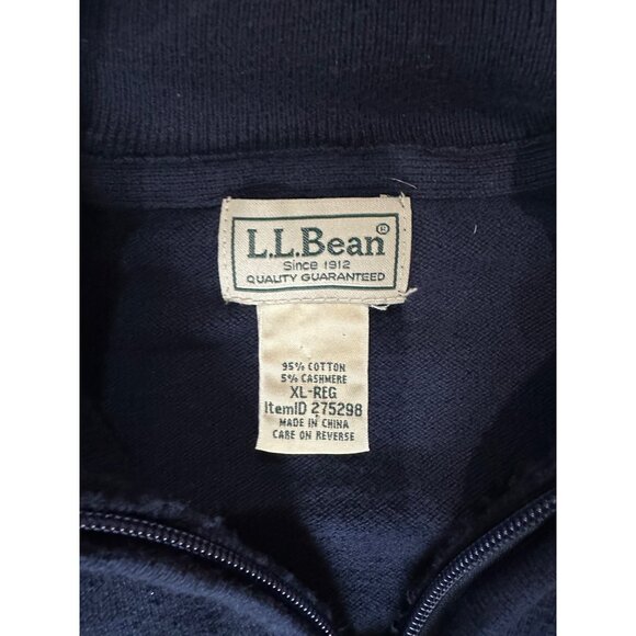 L.L. Bean Cashmere Blend Navy Blue 1/4 Zip Pullover Sweater XL ItemID 275298 - Picture 2 of 9